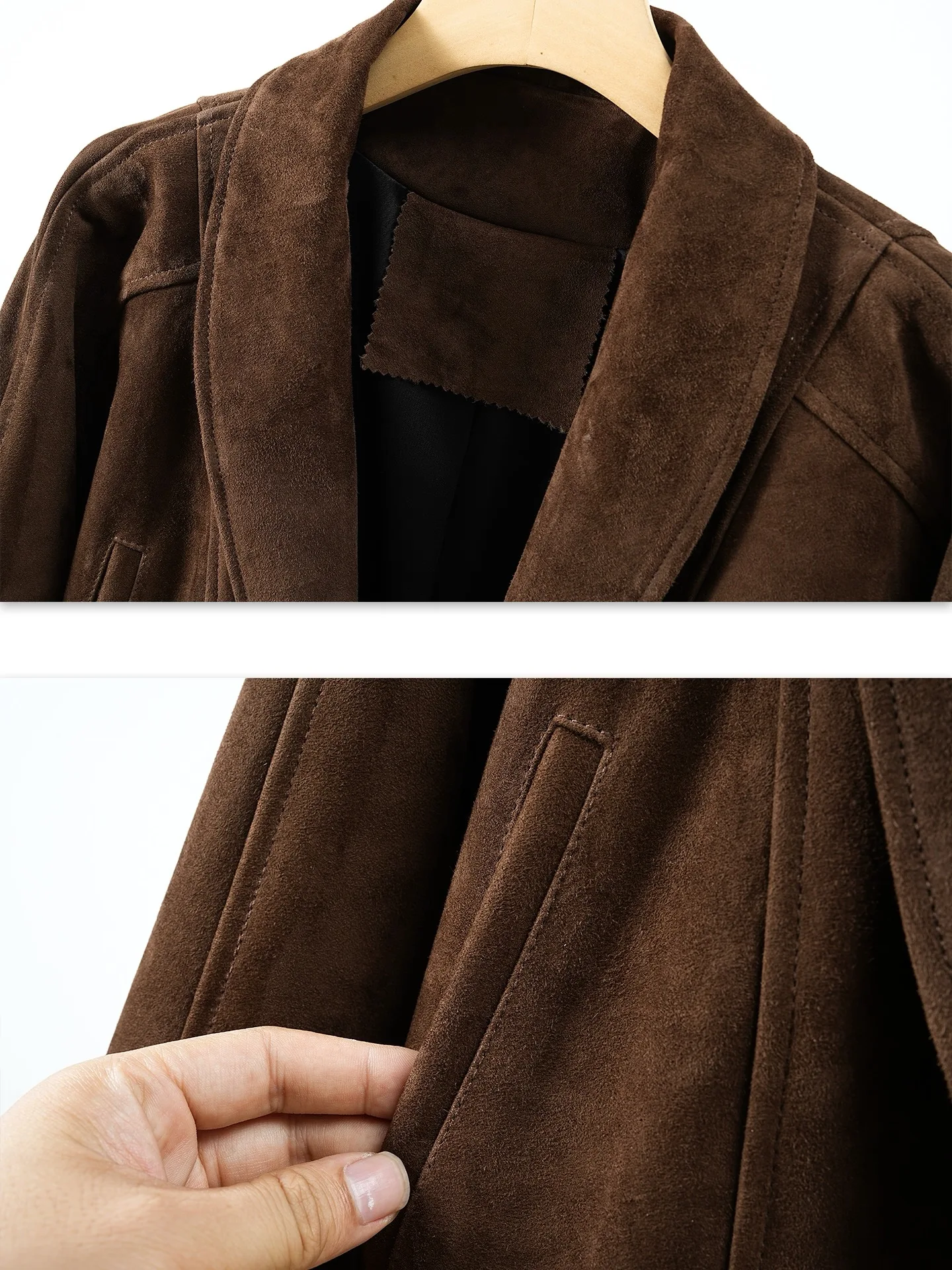 Retro francês high-end camurça jaqueta de couro para mulher casaco ruivo com cintura outwear feminino lapela