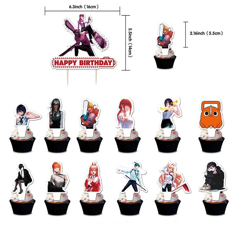 Chainsaw Man Theme Birthday Party Decoration Anime Image Figure Action Banners Cake Inserts Balloon Kid Festival Prop Wholesales