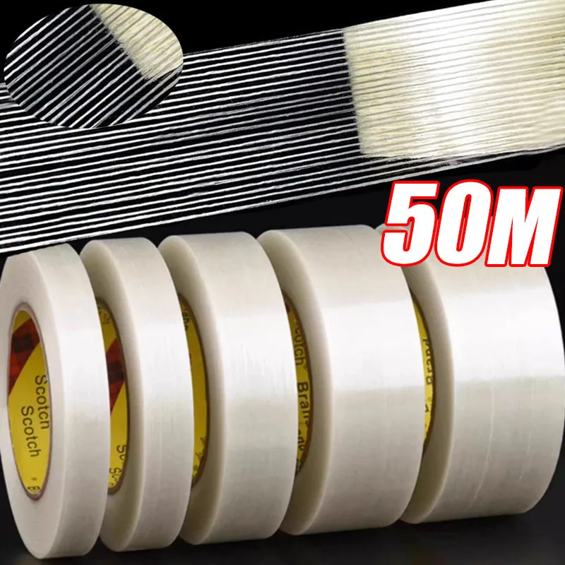 Striped Fiberglass Tape Strong Lithium Battery Pack Insulation Wrap Fiber Tapes Heavy Duty Transparent Reinforced Adhesive Tape