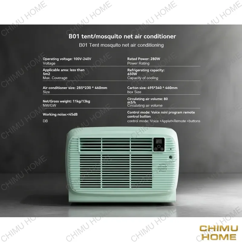 【CHIMU HOME】 650W Portable Air Conditioner for Outdoor Camping Tent Small AC Unit for Car RV Boat Mobile Cooling System