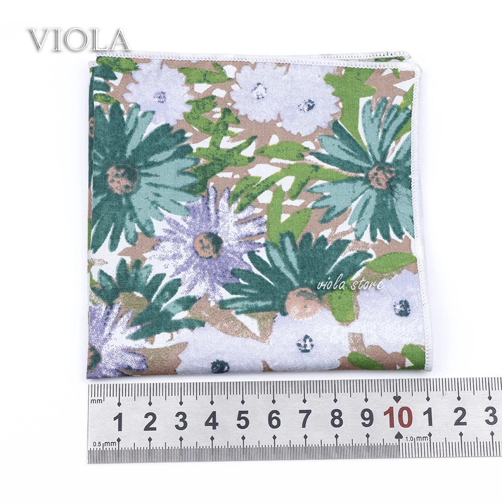 Pañuelo con estampado Floral Vintage, pañuelo de algodón 100% de 23cm para mujer y hombre, pañuelo de bolsillo para fiesta de boda, regalo, corbata,