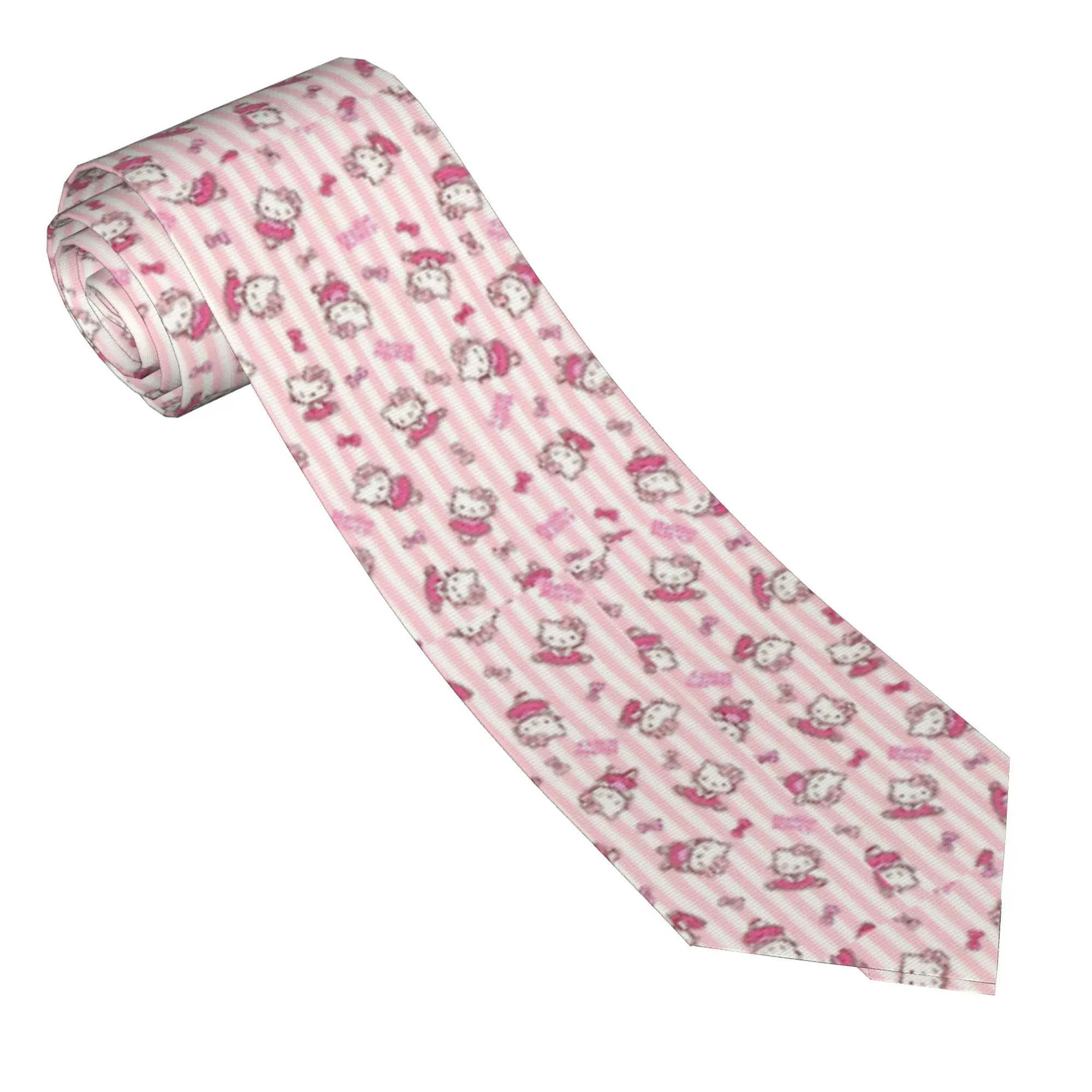 

Hello Kitty Cartoon Necktie Unisex Polyester 8 cm Wide Neck Ties for Men Suits Accessories Cravat Wedding Accessories Office