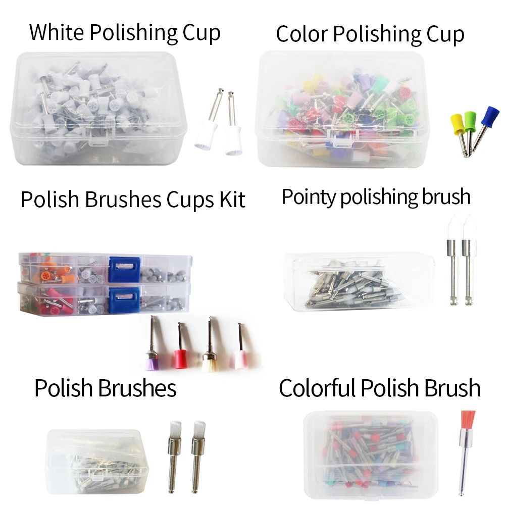 100Pcs Dental Polishing Brushes Nylon Transparent /Colorful Polishing Polisher Disposable for stain removal and polish Dentistry