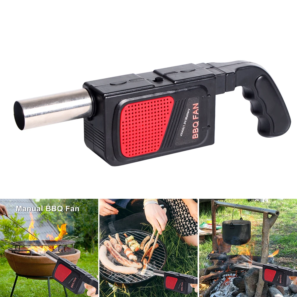 Electric Handheld BBQ Fan Air Blower for Barbecue Fire Bellows Outdoor Camping Picnic Grill Cooking Tool Without Battery