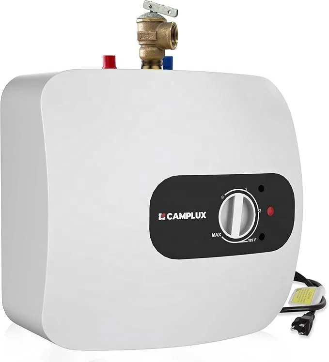 

CAMPLUX ME65B 6.5 Gal Instant Hot Water Heater 120V Mini Tank Adjustable Thermostat Wall/Floor Mount, UL Listed