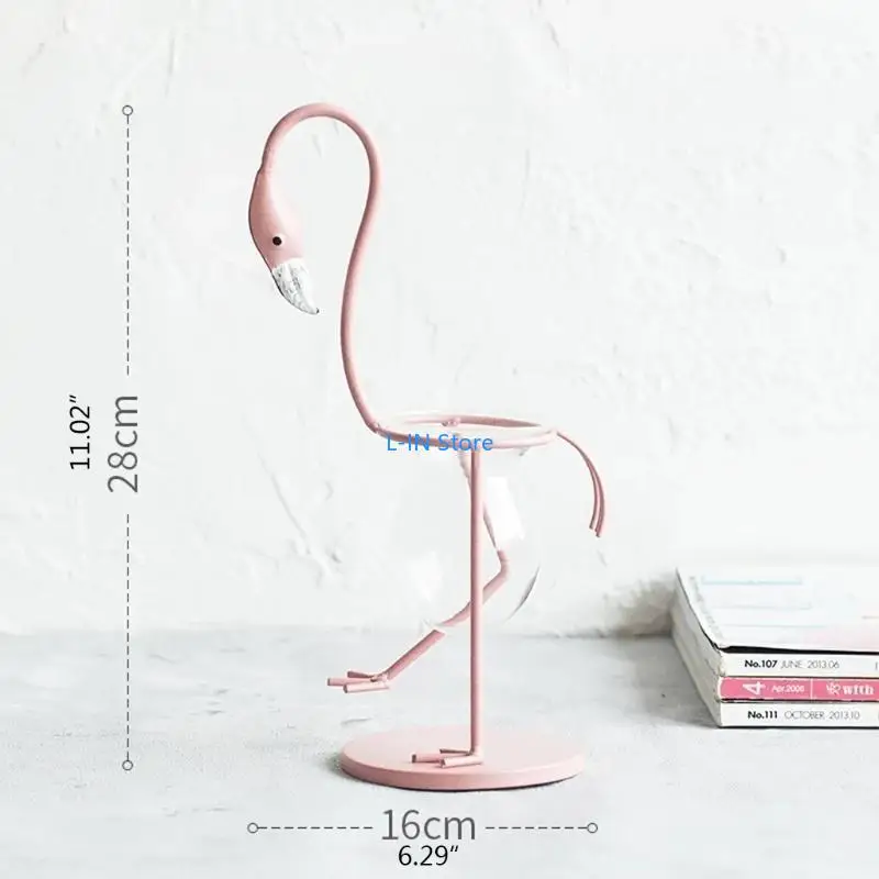 Flamingo شكل الزجاج الزجاجية النباتية أونساي إنساي إنساي زهرة زهرة الزفاف الزفاف hristmas المنزل deessor