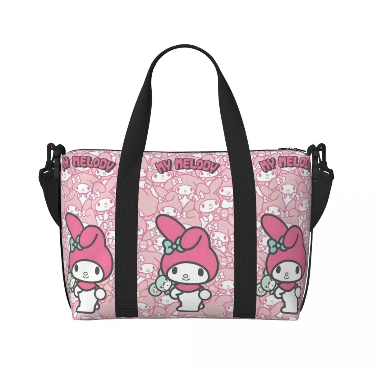 

Custom Pink Melody Tote Bag Women Large Capacity Cartoon Movie Kawaii Design Gym Beach Shoulder Travel Bag
