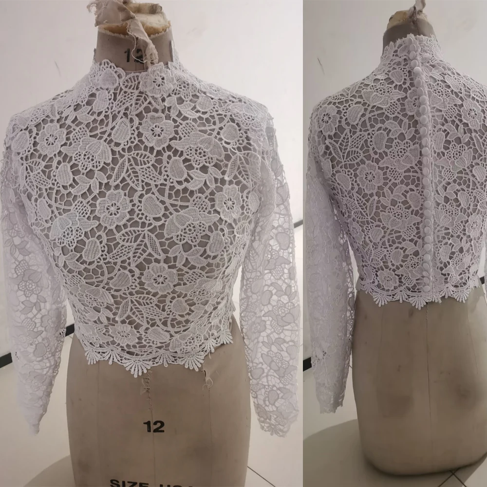 Long Sleeve Wedding Jacket Lace Bridal Wrap Bolero Zipper Plus Size Weddng Coat Customized