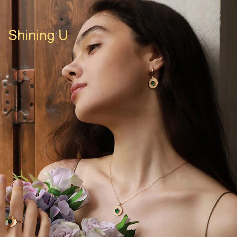 Shining U Vintage Straw Hat Dangle Earrings for Women Gold Plated Fashion Jewelry Holiday