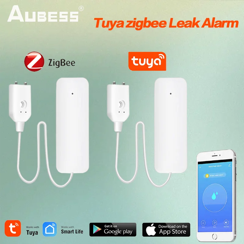 ZigBee Tuya detektor Sensor air Alarm kebocoran, kontrol hidup pintar WiFi dengan Tuya Zigbee Gateway