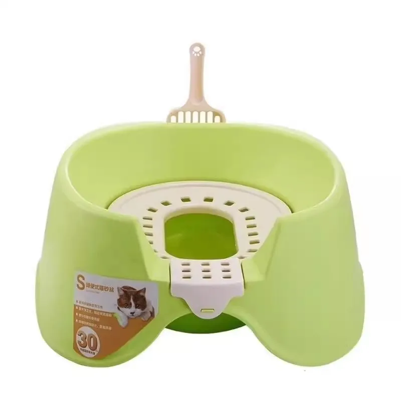 Squat  cat litter box semi-closed anti-splash  open double-layer pet toilet