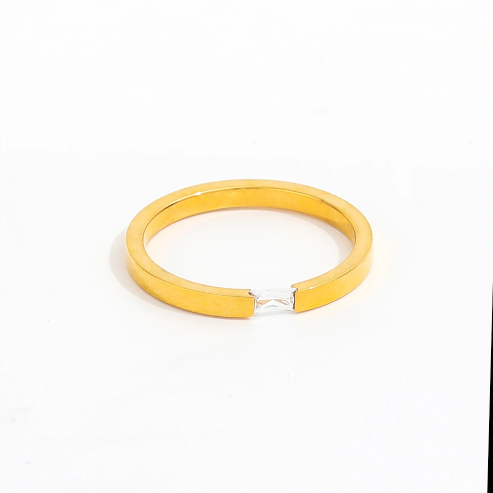 

Joolim High End PVD Fashionable Symple Square Glass Ring For Women Stainless Steel Jewelry Wholesale