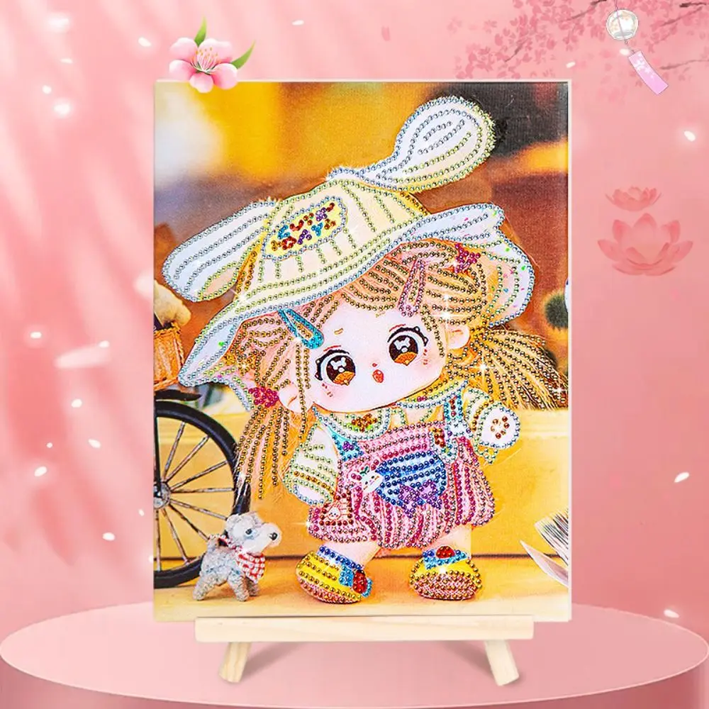 Boneca de pelúcia padrão algodão boneca pintura diamante mosaico colorido diy kit pintura diamante criativo kawaii