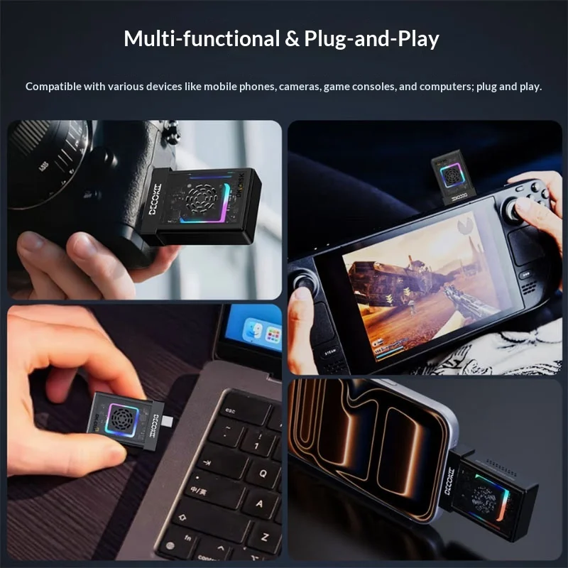 DECOKEE Magnetic 2230 Hard Disk Box M.2 Interface High Speed USB Portable Disk CNC Shell Colorful Fan Speed Portable Disk Box