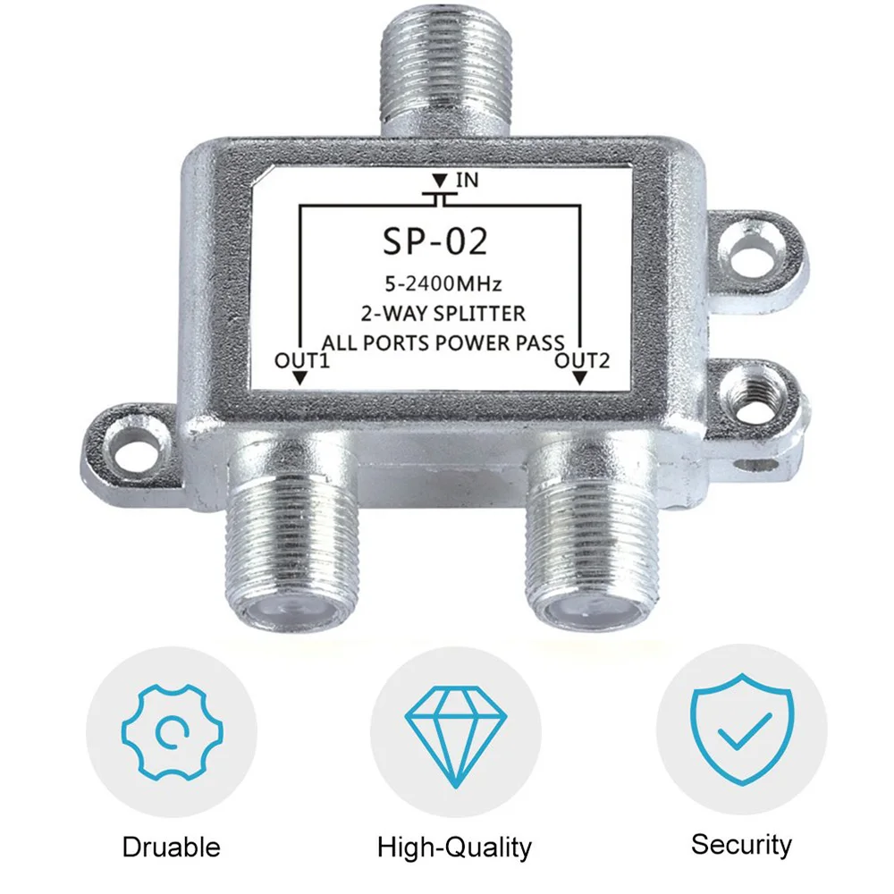 5-2400MHz 2 Ways Coax Cable Splitter TV Antenna Satellite Signal Receiver Connector SAT/ANT Coaxial Diplexer for SATV/CATV