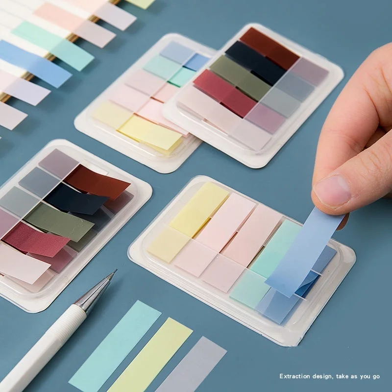 100 Sheets Morandi Color Sticky Notes Marking Index Sticker Fluorescent Index Tabs for Organization and Notes School Supplies