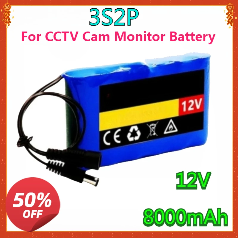 

NEW High-quality Portable Super 12V 8000mAh Rechargeable Lithium Ion Battery Pack Capacity DC 12.6V CCTV Cam Monitor