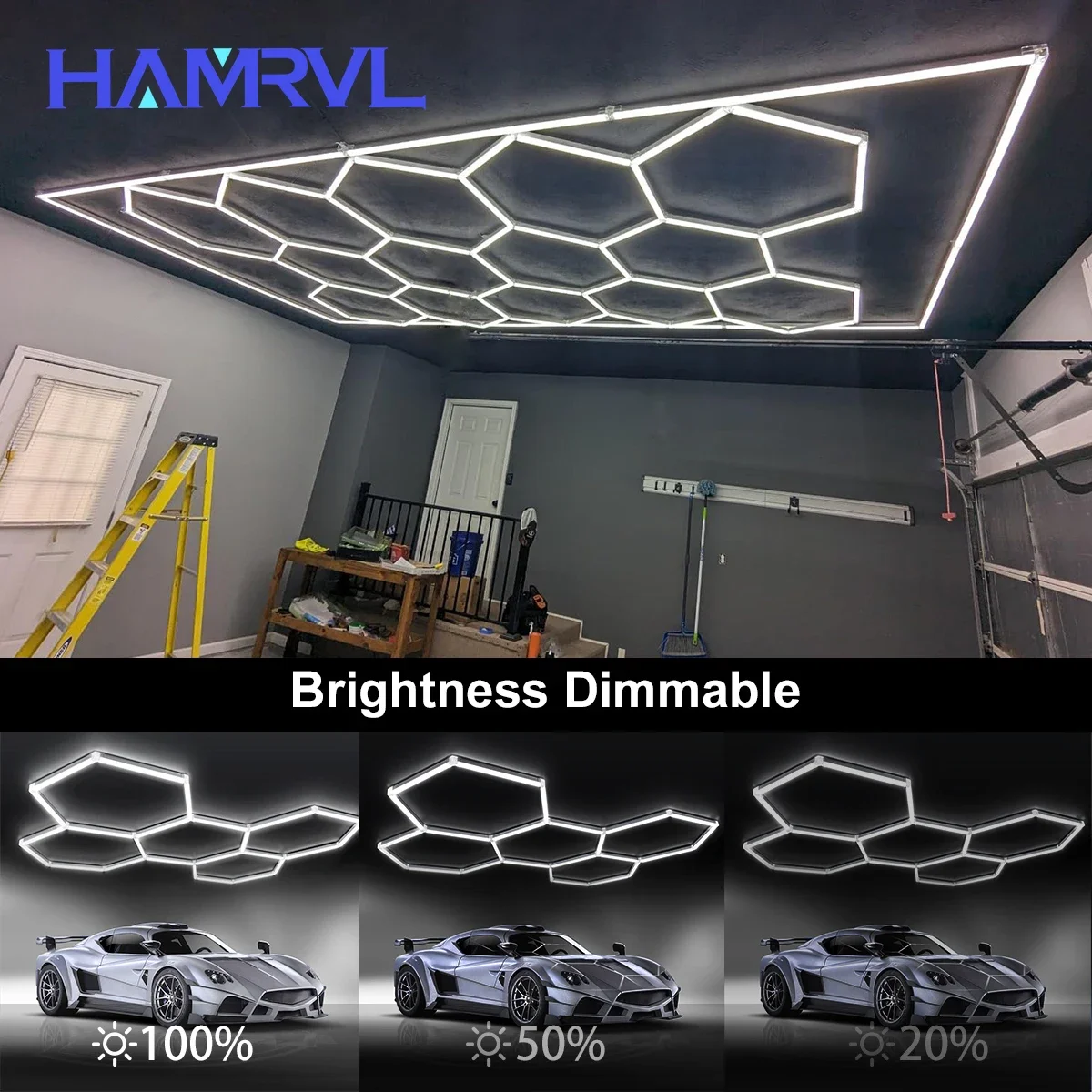 Hexagon LED lights Adjustable Garage Light 110V-240V  Honeycomb Ceiling Lighting For repository basement bedrooms gym atmosphere