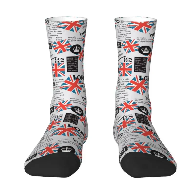 United Kingdom Flag Print Happy Funny Dress Socks for Men Male Women Warm Fashion UK London British Symbol Crazy Crew Socks