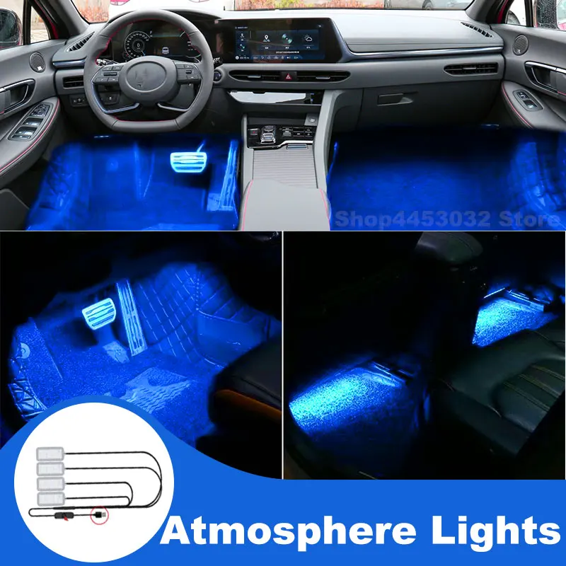 Car Assecories For Hyundai Sonata Santa Fe Azera Veloster Grandeur HG Led Lamp Usb Foot Ambient Light Interieurs Voiture Blue