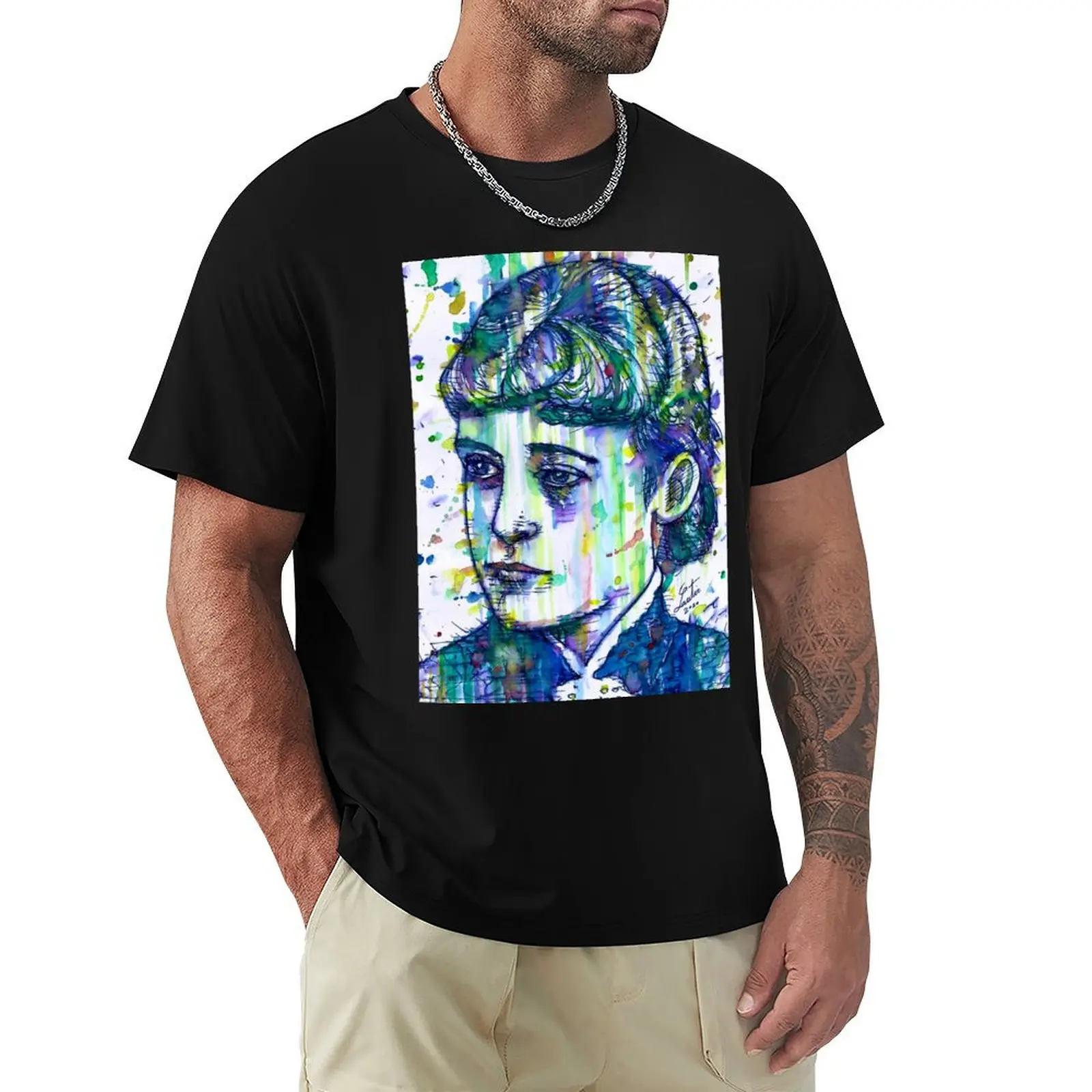 EDITH WHARTON watercolor and ink portrait T-Shirt Casual Daily Outfit T-Shirt