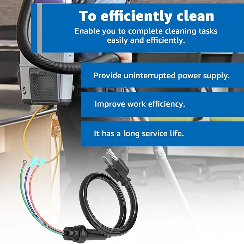 ABRW Replacement Power Cord 100641 for ProTeam Backpack Vacuums, US Plug 110V AC Heavy Duty Compatible with Supercoach MegaVac