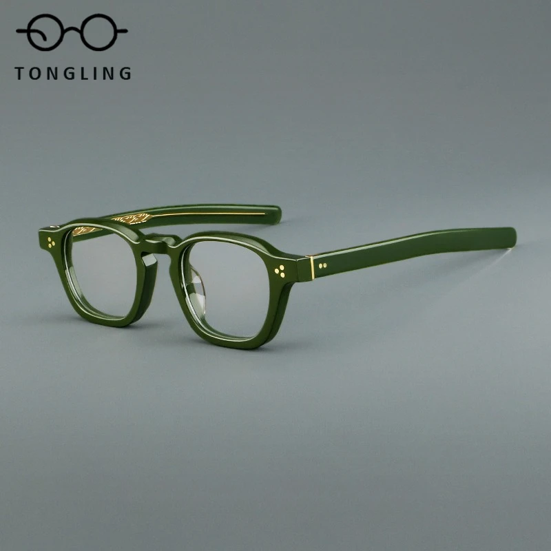 2025 Top-Quality Fashionable Women Handcrafted High-Quality Acetate Retro Men Square Artistic Casual Personalized Eyeglass Frame