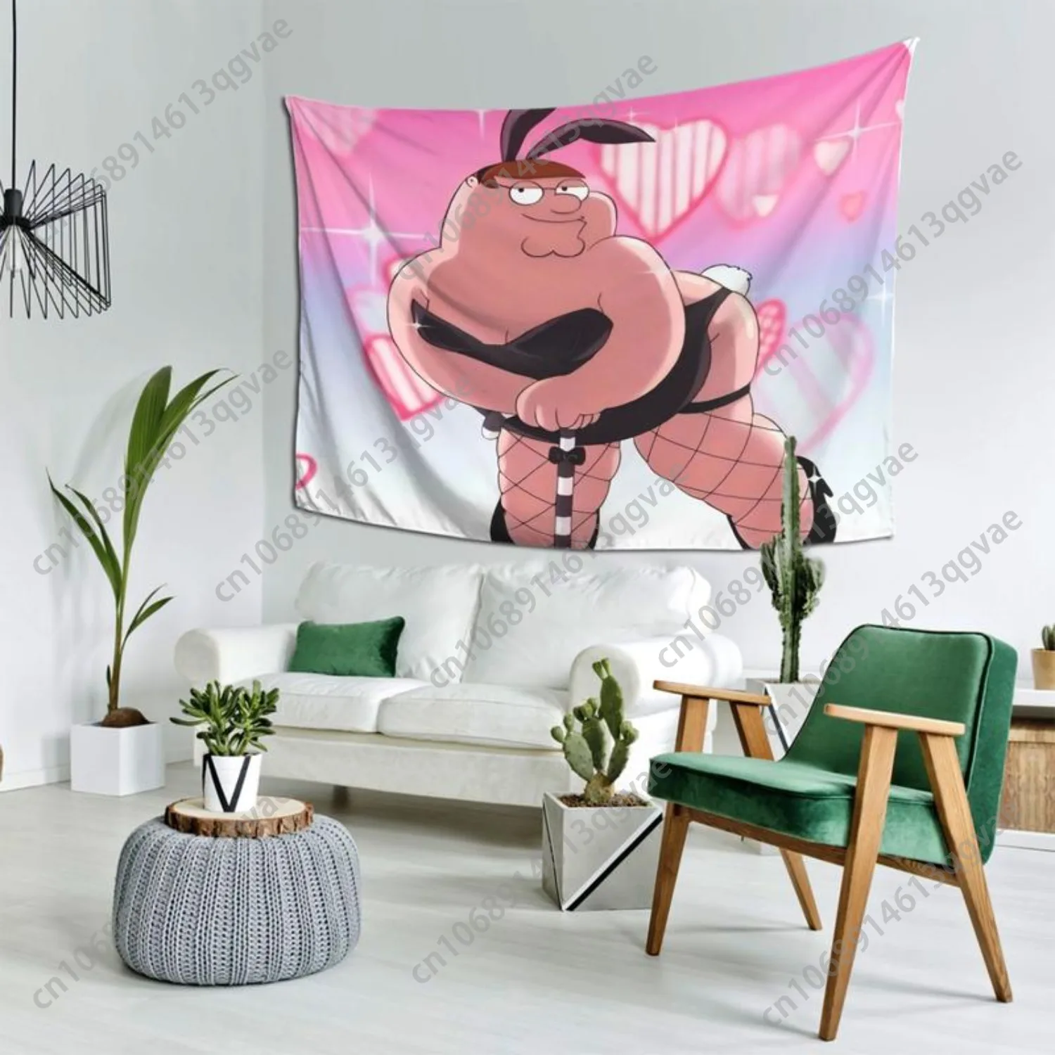 نسيج الكرتون نابض بالحياة الوردي والأبيض البوليستر مضحك شخصية كرتونية نسيج تصميم جريء أنماط القلب ديكور مخصص #2