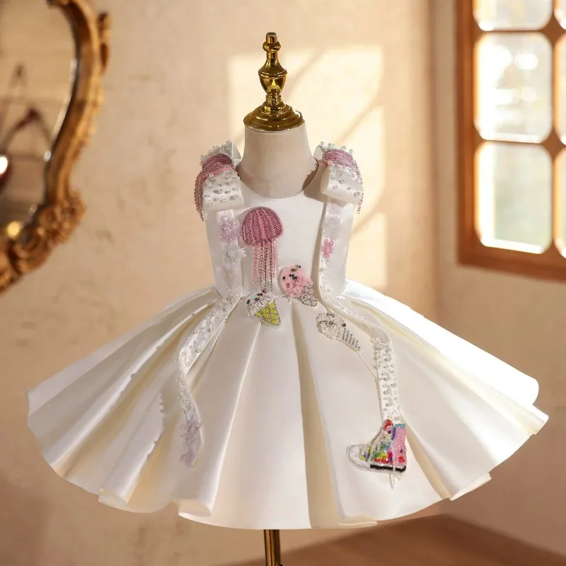 

Новое вечернее платье принцессы для девочек, костюм для фортепиано, платья для свадьбы, дня рождения, A4931, платья подружки невесты