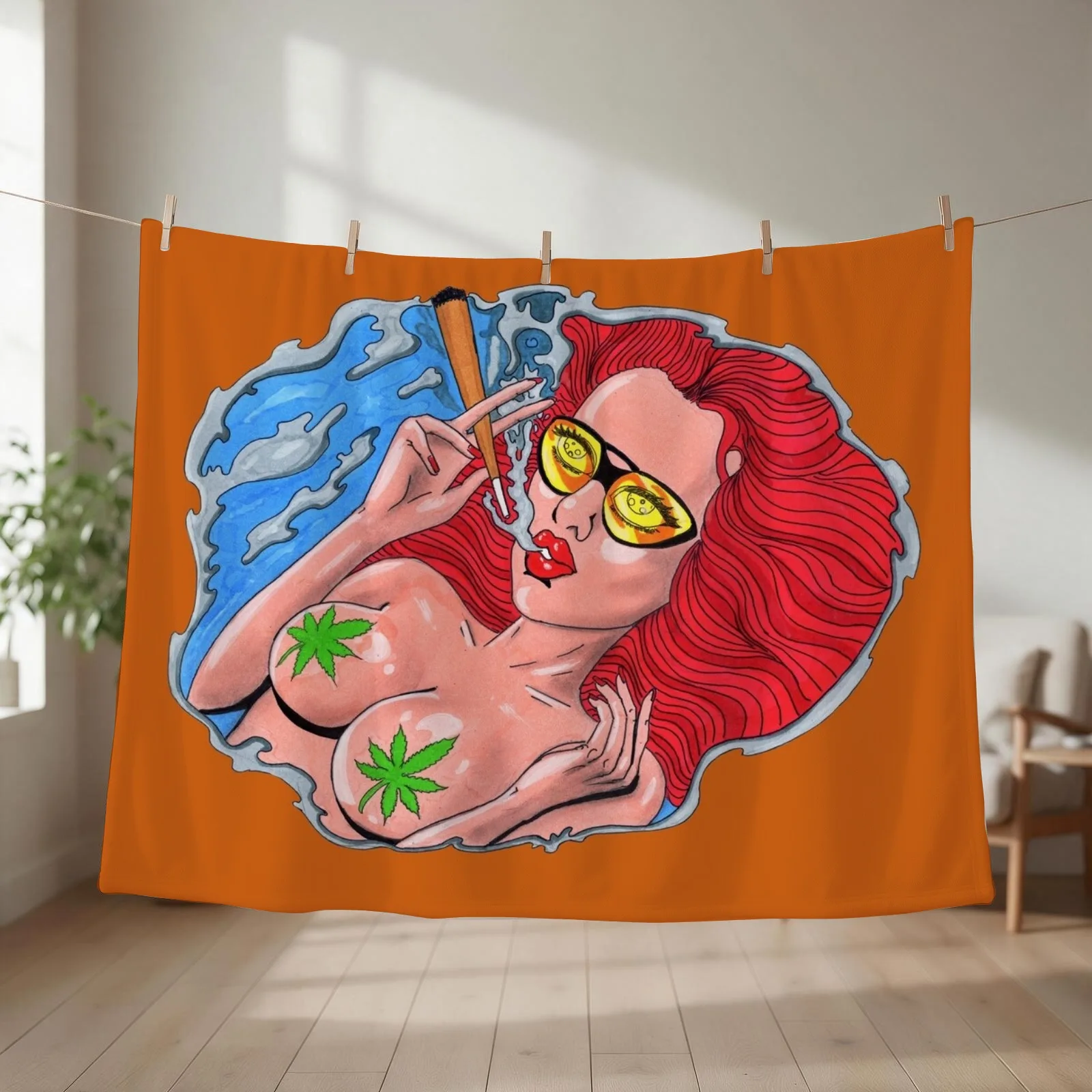 Stoner Girl Throw Blanket couch cozy soft plush fuzzy picnic outdoor blanket
