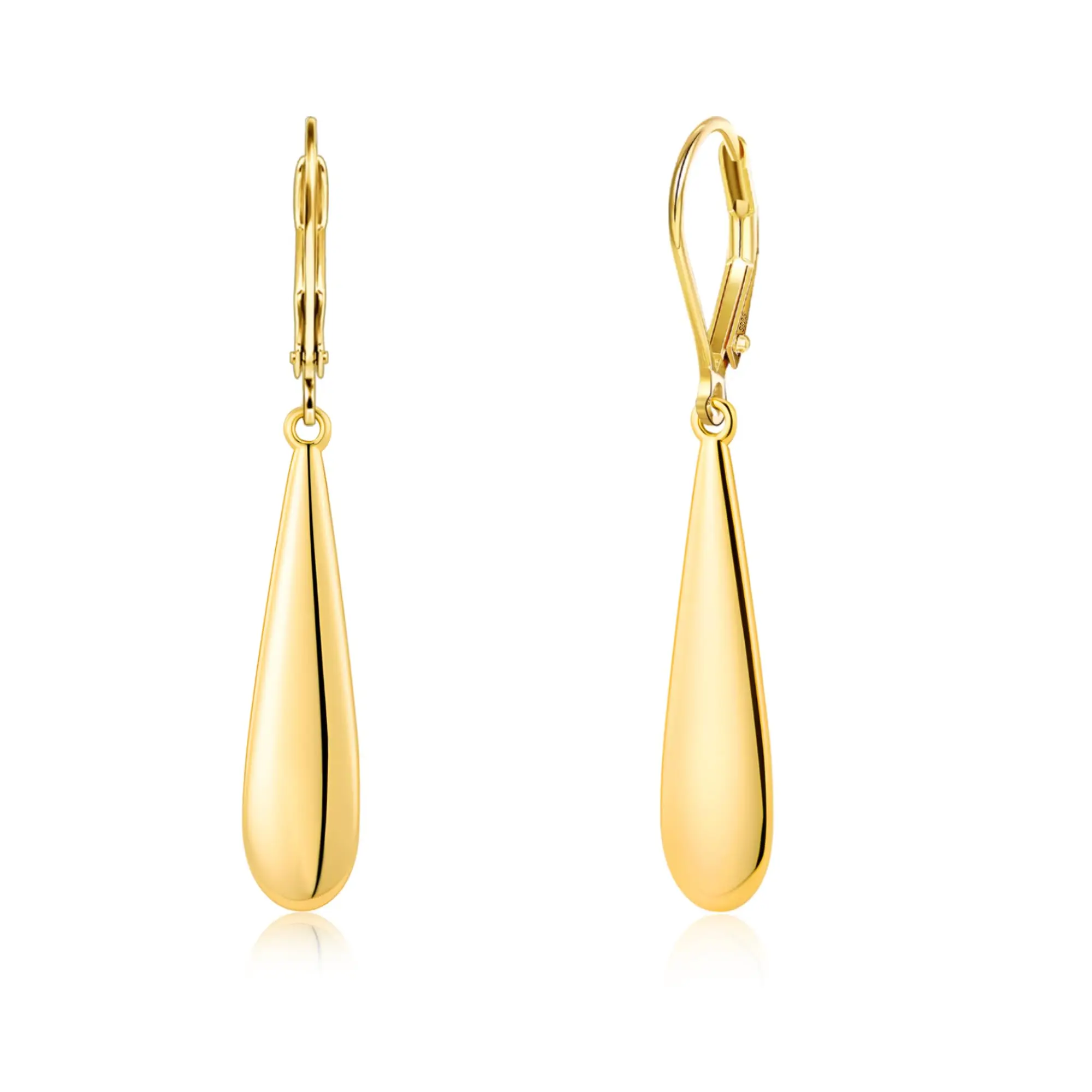 

14K Gold plated Long Teardrop Dangle Earrings for Women Plain and Simple Hypoallergenic Drop Leverback Earrings Jewelry Gift