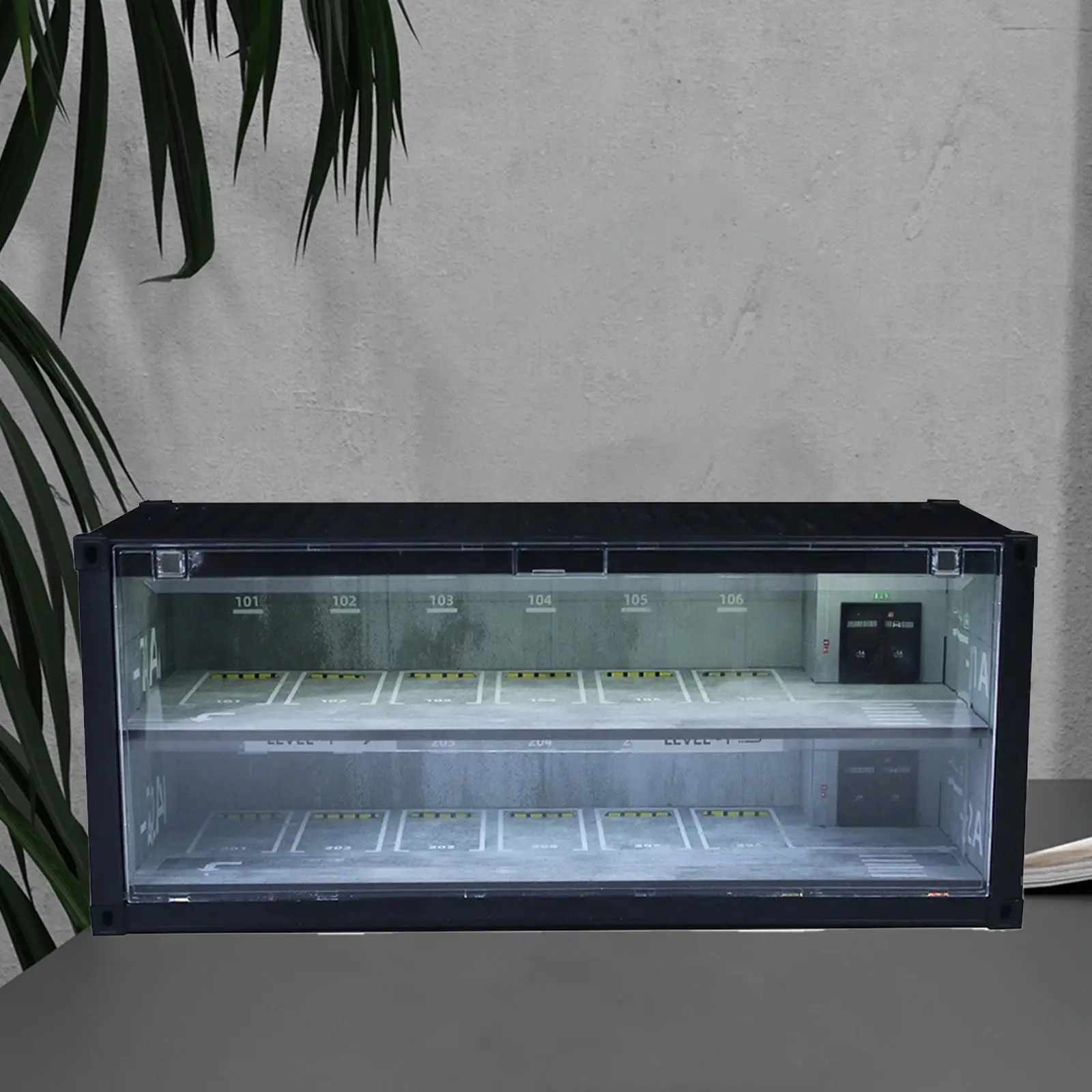 

1/64 Scale Car Garage Model Building with Lighting Feature for Model Car Display Case Home Decoration