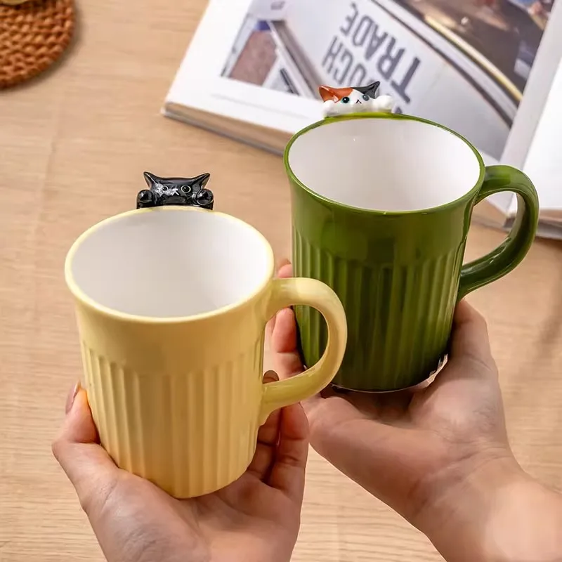 Cute Cat Ceramic Mug Creative Office Water Cup Home Breakfast Milk Cup Couple Afternoon Tea Coffee Cup Friend Christmas Gift