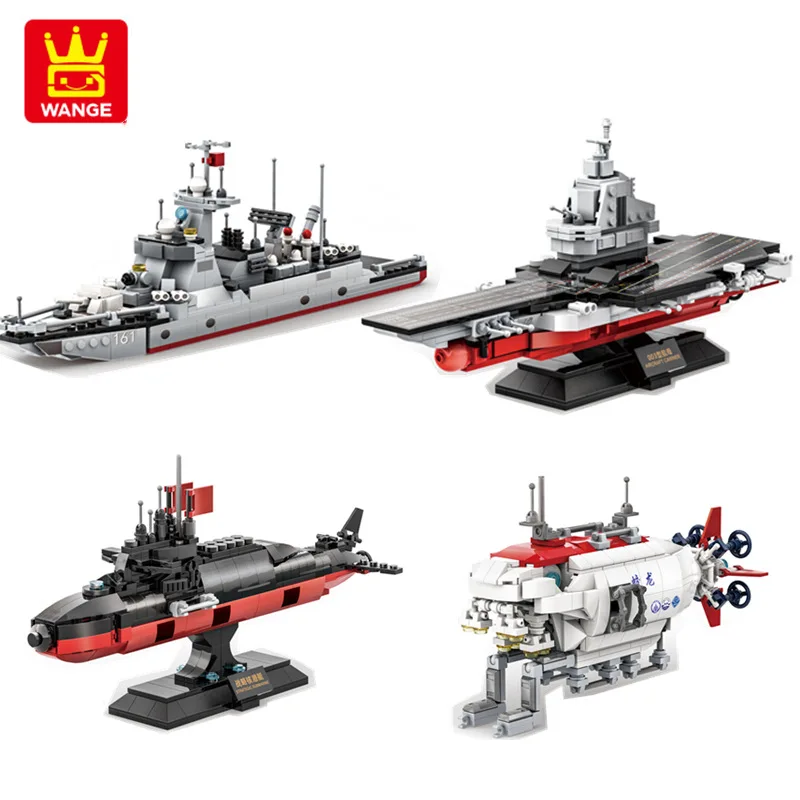 DIY MOC3518-21 Military Aircraft Carrier Missile Destroyer Submarine Small Particle Assembly Block Toy Model for children gofts