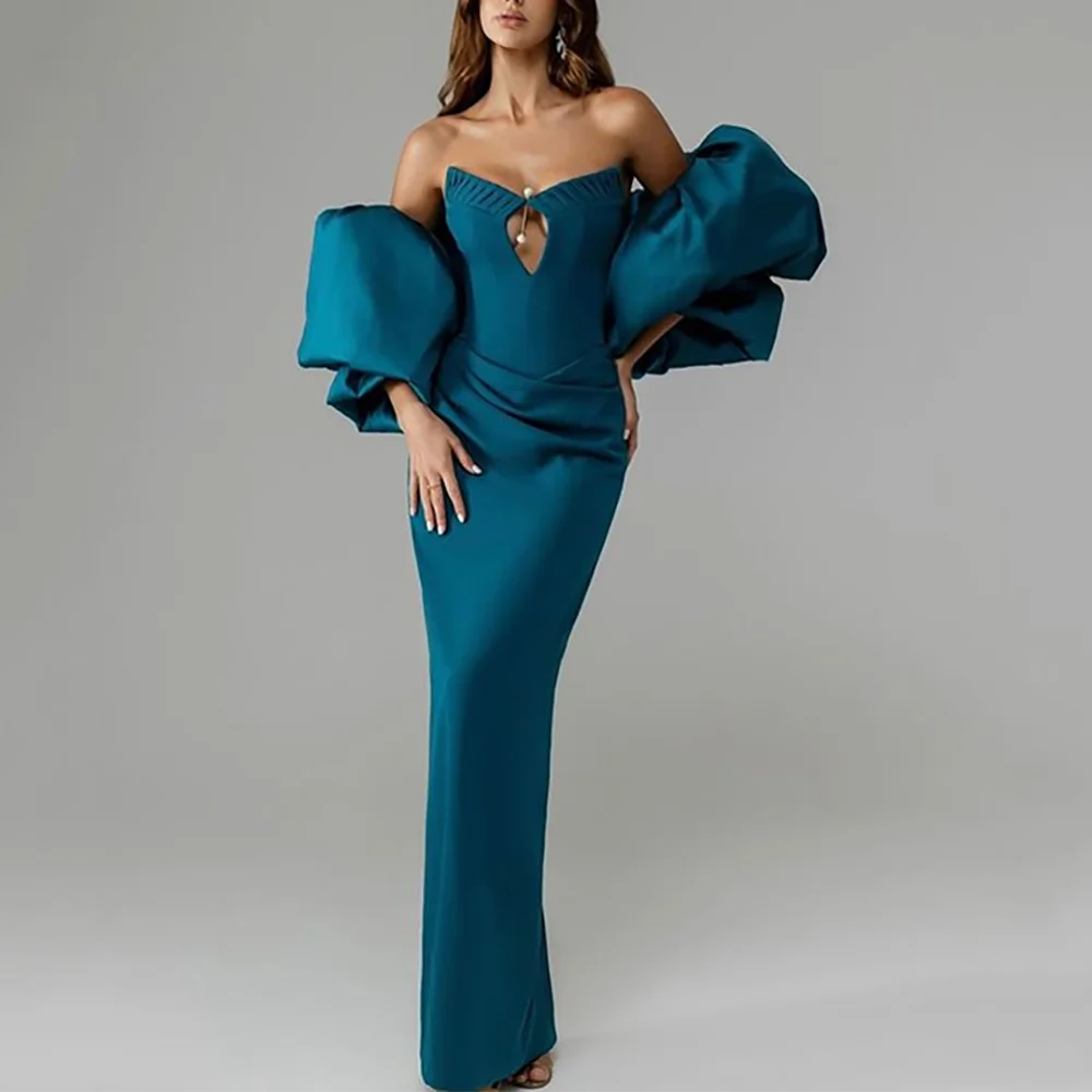 

Latest Design Prom Dress Luxury Women Sweetheart Short Sleeves Detachable Mermaid Gown Special Occasion Formal Evening Dress