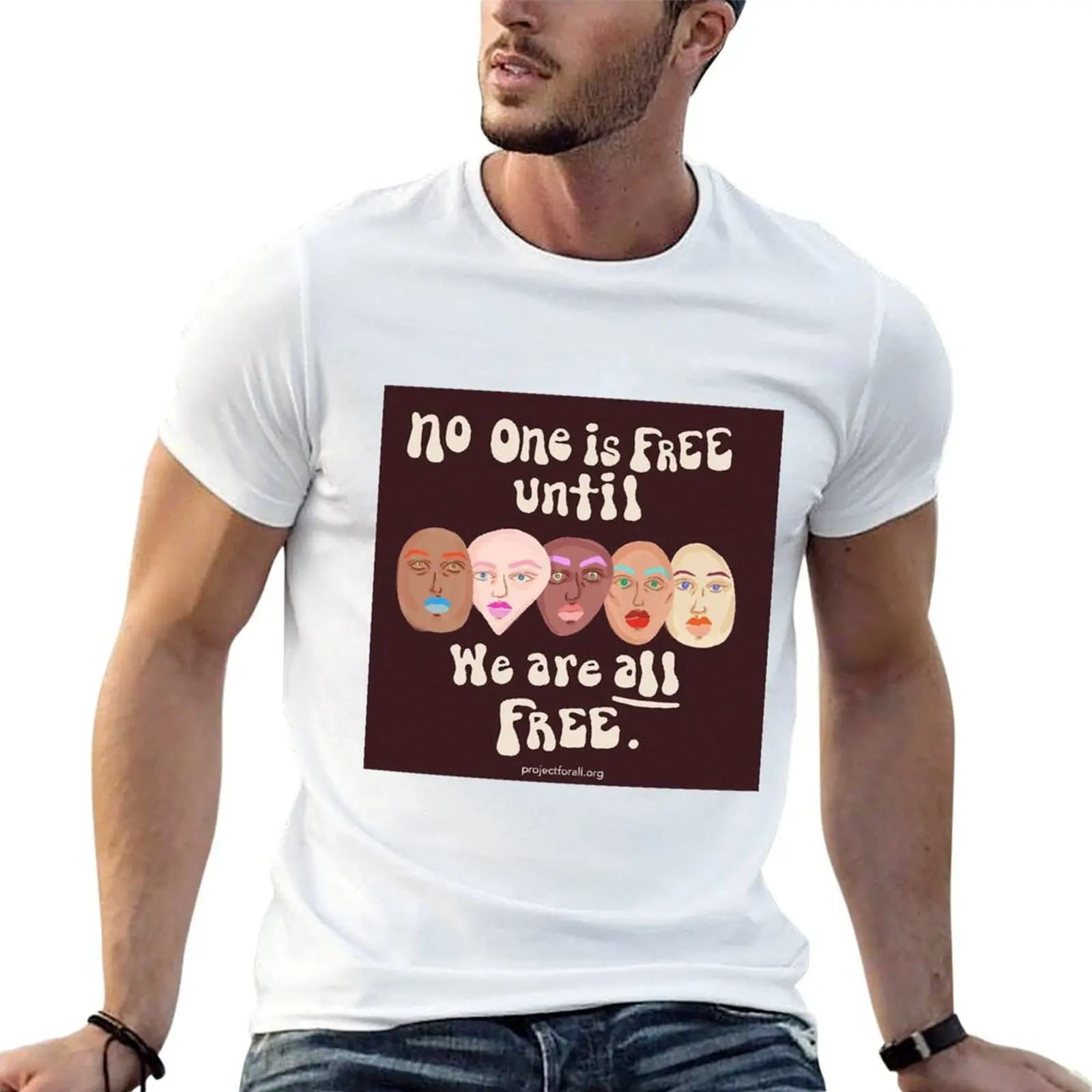 Until We Are All Free T-Shirt football t shirt Luxury man mens graphic t-shirts hip hop