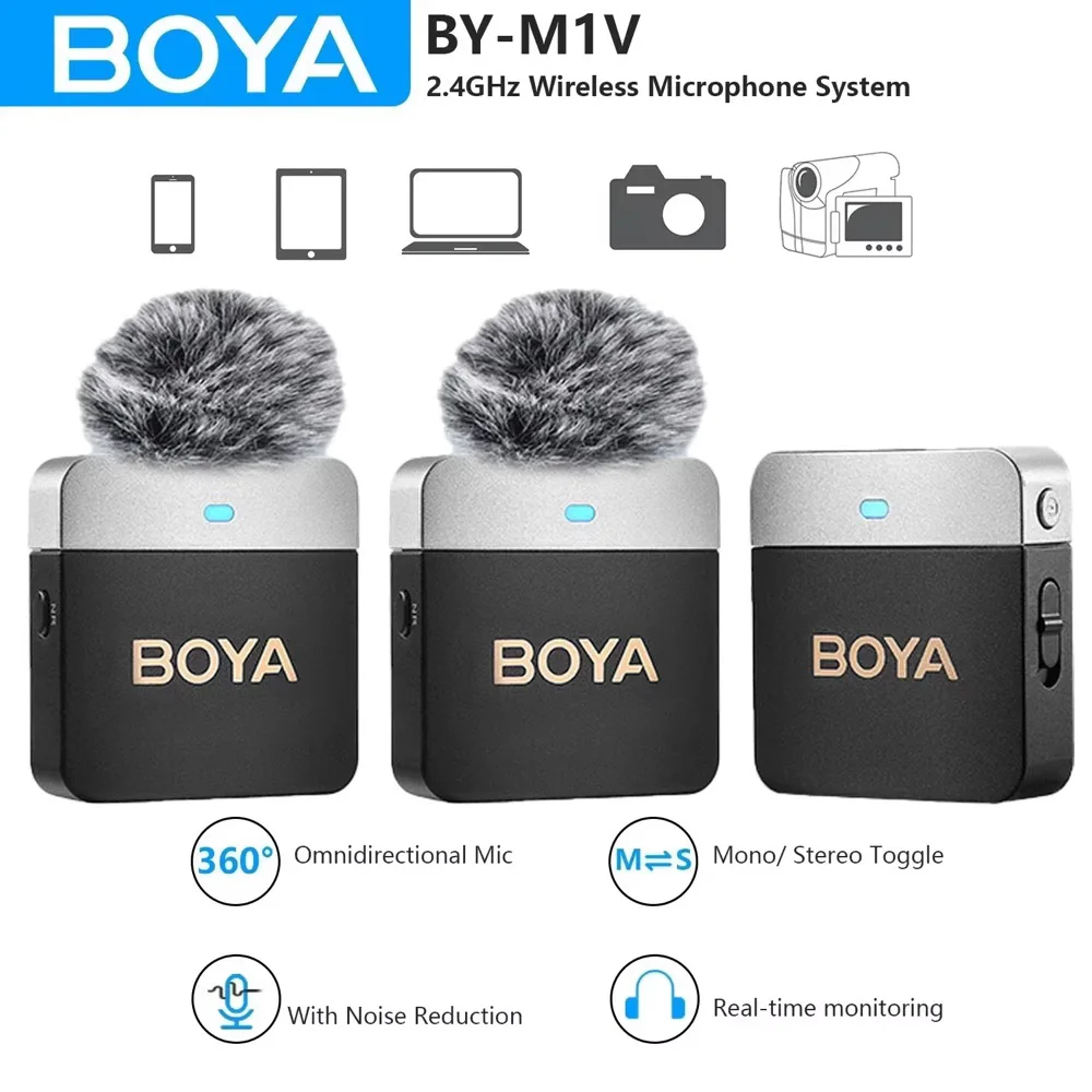BOYA BY-M1V Wireless Lavalier Ansteckmikrofon für iPhone Android DSLR-Kameras Smartphone Youtube Aufnahme Live-Streaming Vlog