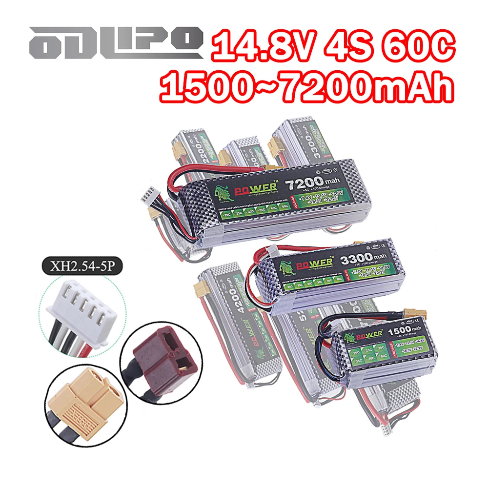 XT60 / T RC Li-Po 14.8V Battery 1500mAh, 2200mAh, 2800mAh, 3300mAh, 4200mAh, 5200mAh, 7200mAh For RC FPV Drone Quadcopter Car 4S