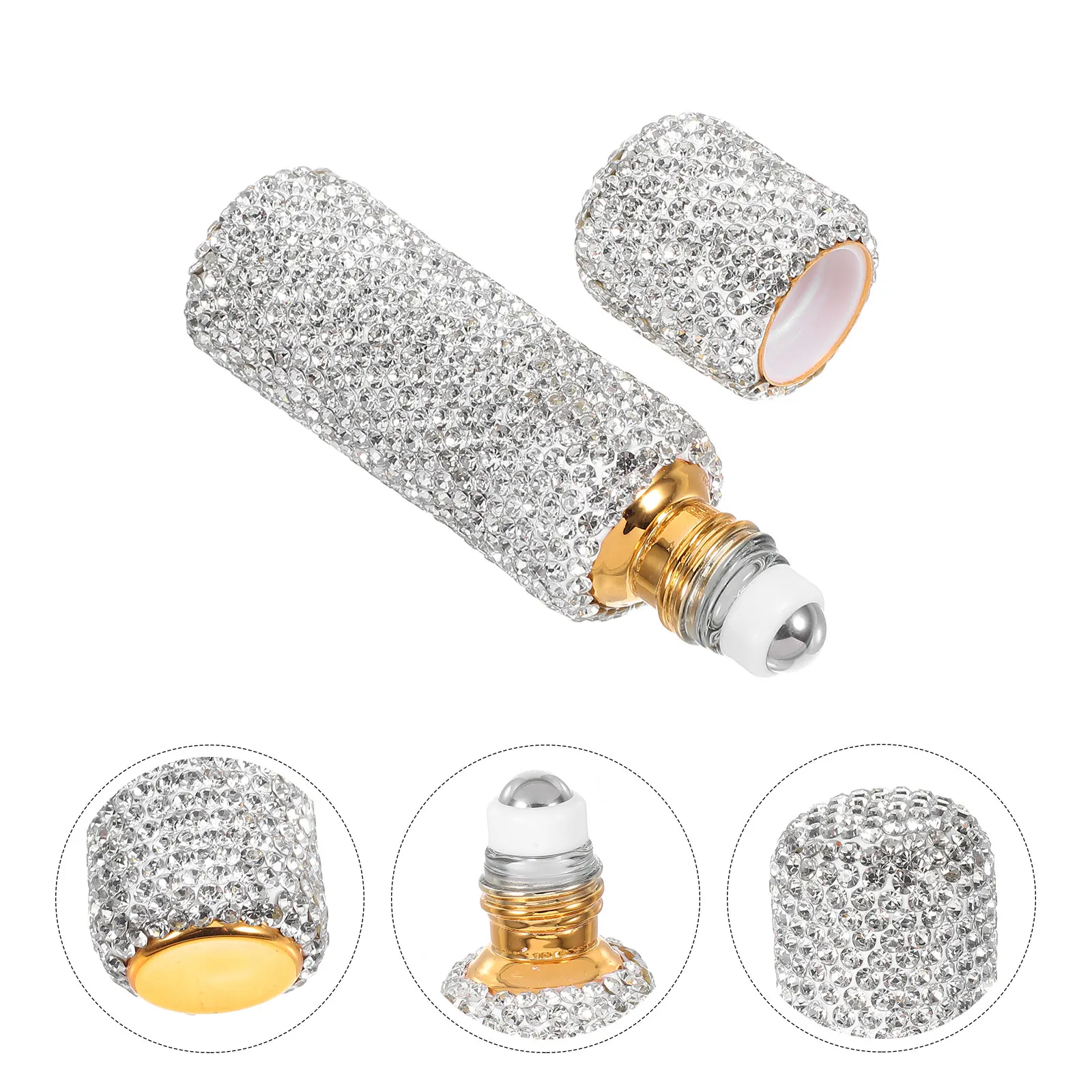 زجاجة زيت عطري دوارة مرصعة بالألماس من حجر الراين، صغيرة قابلة لإعادة الملء، محمولة للحماية من الأشعة فوق البنفسجية، حجم السفر، قارورة فارغة للنساء #2