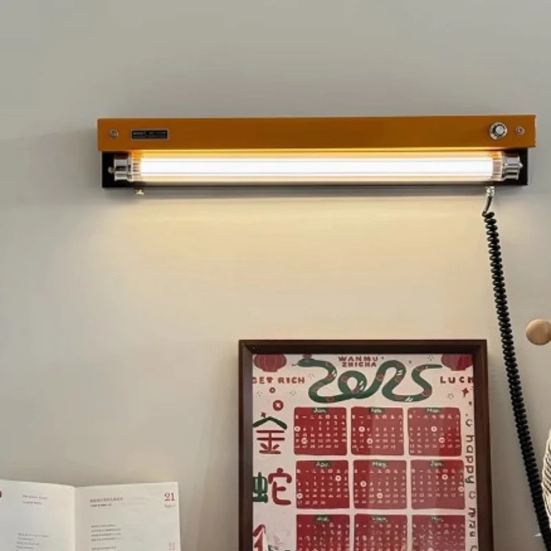 Retro industrial style shelf Bedroom bedside hotel wall hanging wall Adjustable brightness Long strip wall lamp Advanced sense