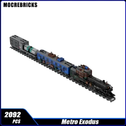 Game Creative Metro Exodus Aurora Train MOC Building Block Railway Passenger Transport Freight Locomotive Model Brick Toy Gifts