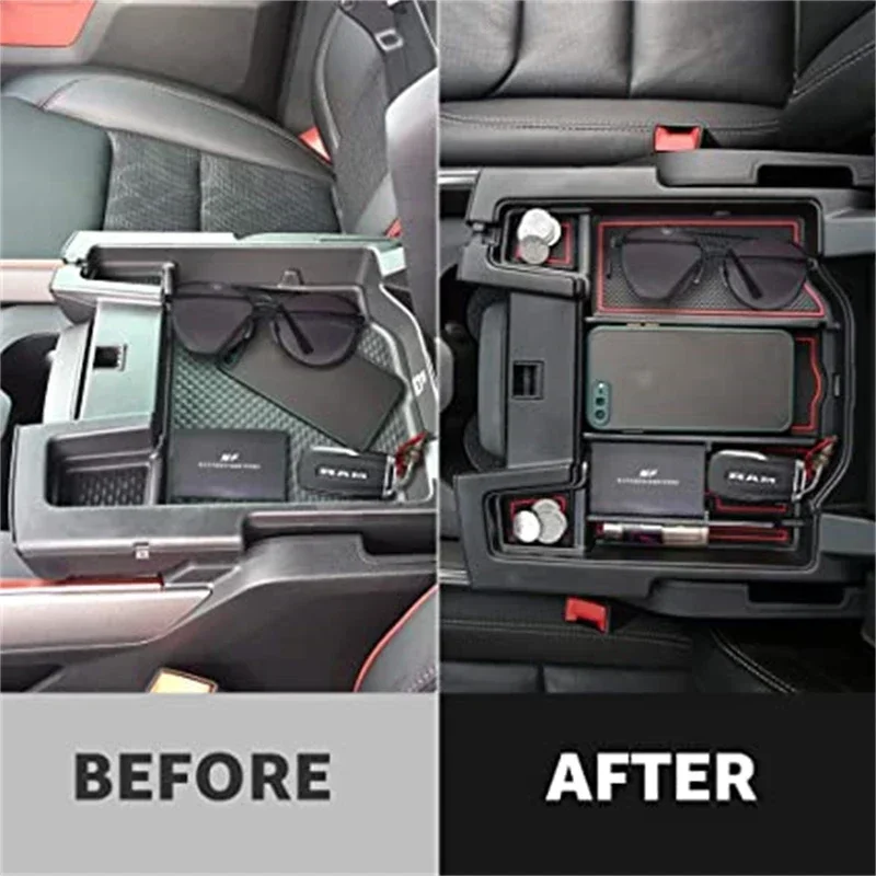 For Dodge RAM 1500 2500 3500 2019-2022 Car Interior Armrest Storage Box Tray Glove Box Center Console Organizer Container