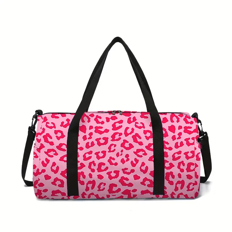 

Pink Leopard Print Spots Large Capacity Luggage Bag For Boy And Girls Best Gifts 3D Cartoon Travel Bag For Children
