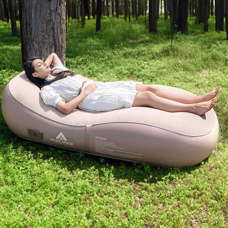 Self-inflating Plush Fabric Chaise with a Built-in Electric Pump Household Lunch Break Sofa