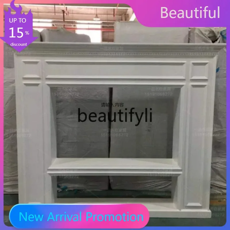 KK80  American country solid wood fireplace TV cabinet French simple background wall fireplace