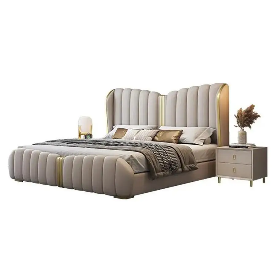 

ml-Italian Nappa Leather Bed Modern Light Luxury Double Master Bedroom Simple High-end Wedding Bed Solid Wood Bed%