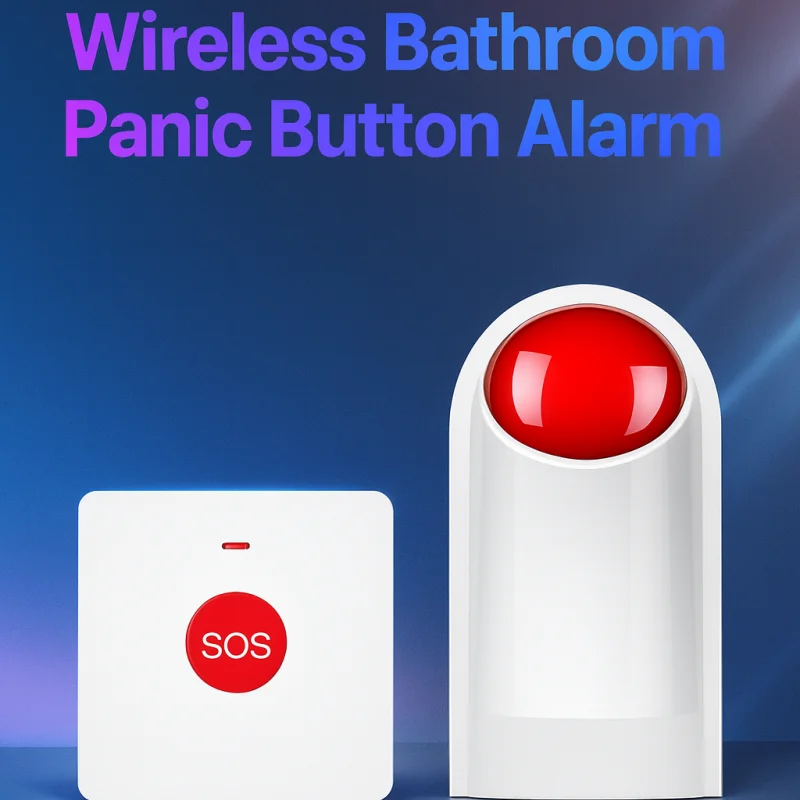 Wireless SOS Emergency Alarm for Disabled & Elderly | 200m Range | Bathroom Panic Button + Siren Light | Nursing Home/School