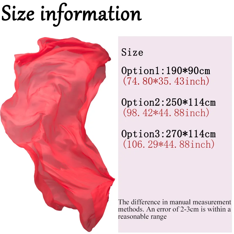 여성용 단색 벨리 댄스 실크 베일, 손으로 염색 그라데이션, 순색 스카프, 어린이용 숄 베일