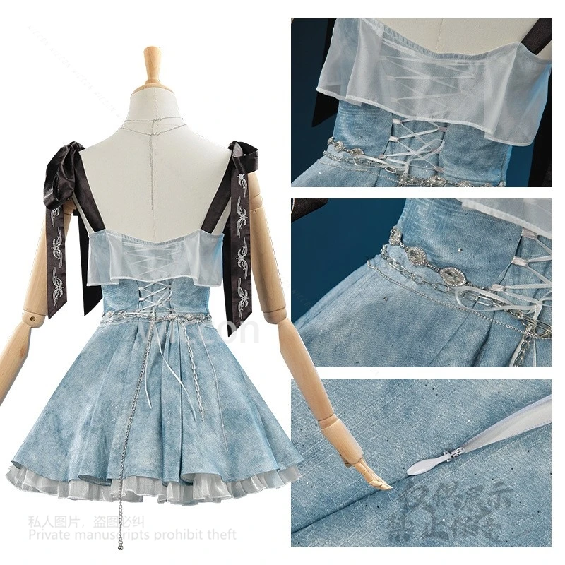 Game Love And Deepspace Heroine Cosplay Costume Blue Fancy Camisole Dress Female Caleb Couple Suit Halloween Party Customized