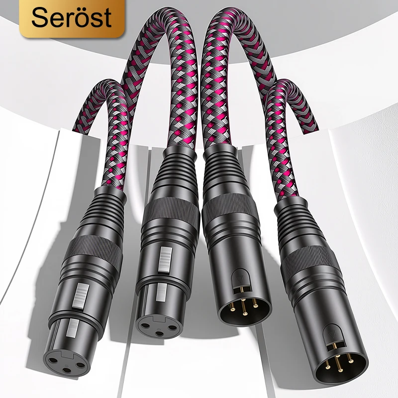 Serost Moon SE HiFi Audio XLR Balance Cable Silver-Plated Single Crystal Copper OCCS Female to Male Jack for Amplifier Speaker